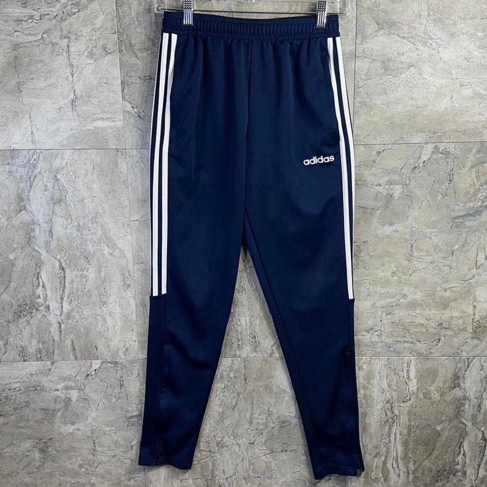 Navy blue‎ Adidas tracksuit bottoms with white stripes Woman's Small